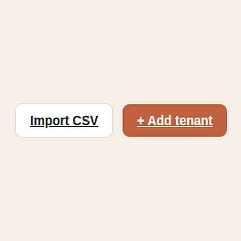 Rentdura buttons: Import CSV and Add tenant